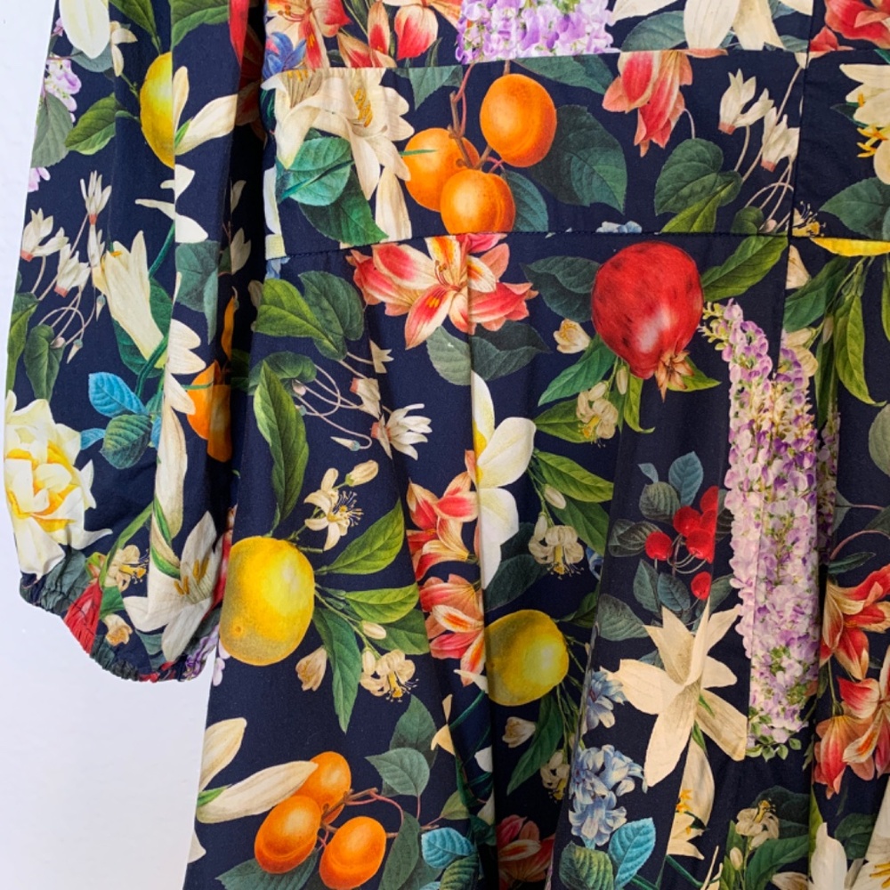 Sachin & Babi Fruit Floral Print Mini Dress Size 10 Blue Brunch Garden Party - Picture 13 of 16